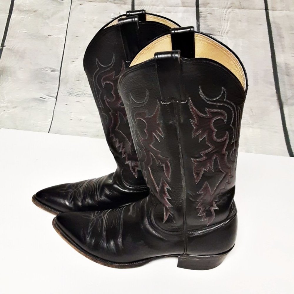 Justin Men's Classic Cowboy Boot Black Red 10B